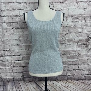 VTG Womens Suzelle Metallic Sweater Size S Silver Shimmery Sleeveless Pa…